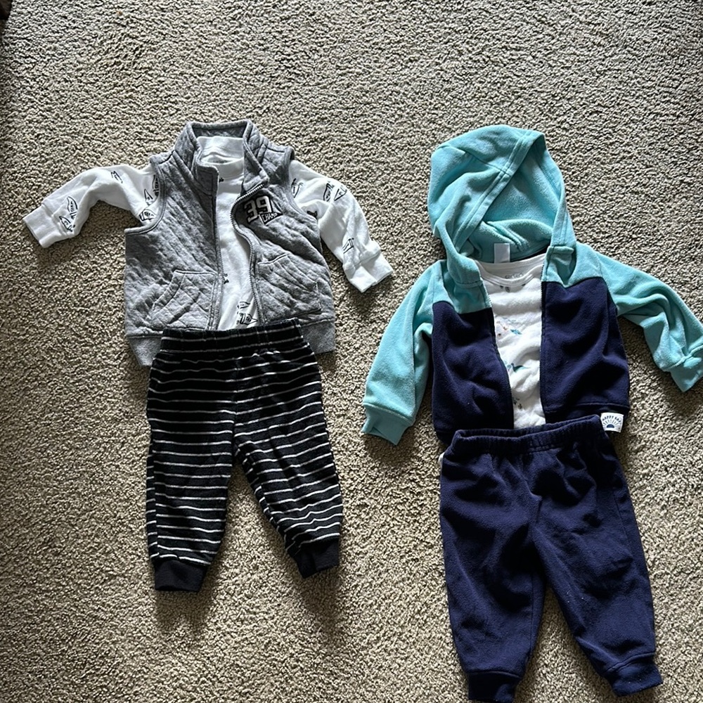 Carter's Gray and Blue Kids Matching Sets